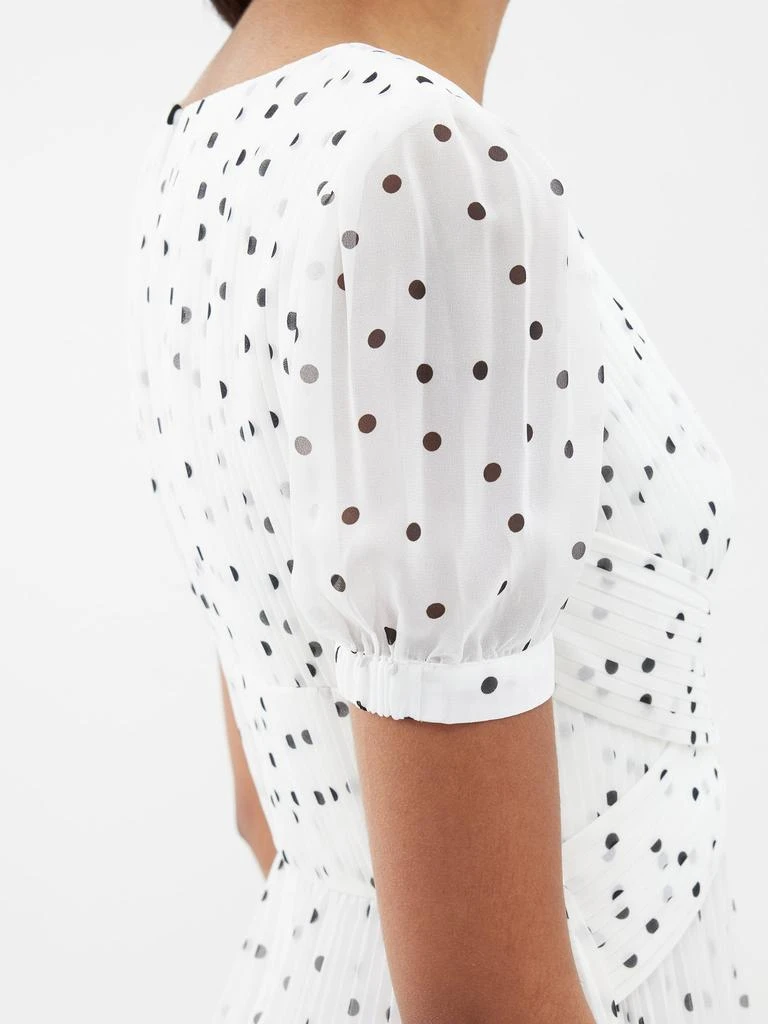 Self-Portrait Polka-dot pleated chiffon midi dress 4