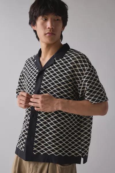 Native Youth Native Youth Cree Crochet Short Sleeve Collared Cardigan