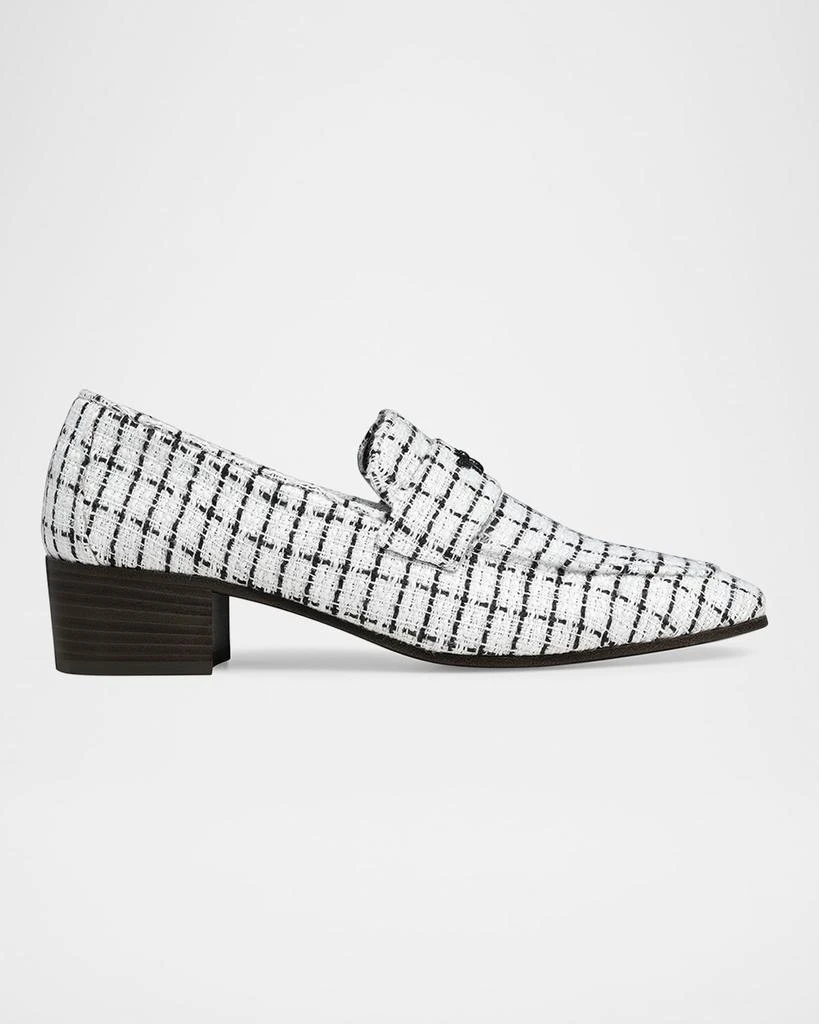 Bougeotte Flaneur Bicolor Tweed Heeled Loafers 1