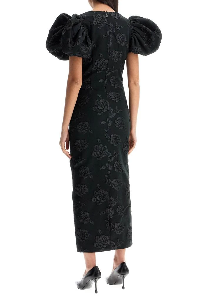 ROTATE Birger Christensen 3d jacquard midi dress black floral 3