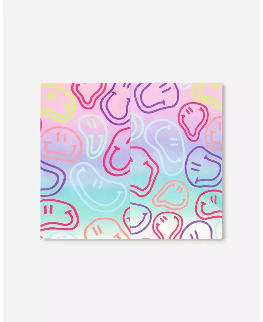 Deux par Deux Girls Stretch Jersey Neck Tube Printed Smileys 2