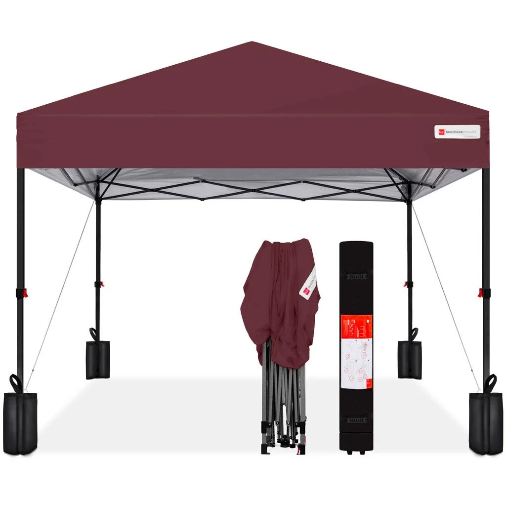 Best Choice Products 12x12ft Easy Setup Pop Up Canopy w/ 1-Button Setup, Wheeled Case, 4 Weight Bags 14