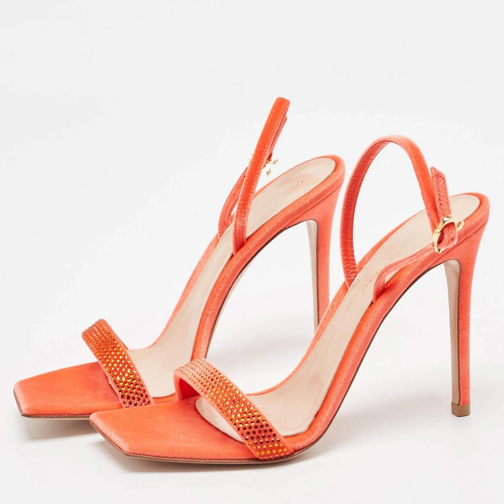 Gianvito Rossi Gianvito Rossi Poppy Red Velvet Embellished Britney Sandals Size 38.5 2