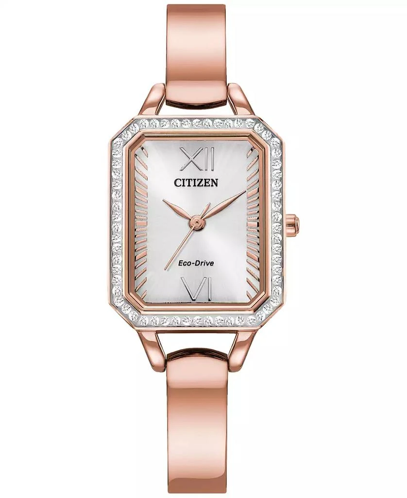 Citizen Eco-Drive Women's Crystal Rose Gold-Tone Stainless Steel Bangle Watch 23mm 1