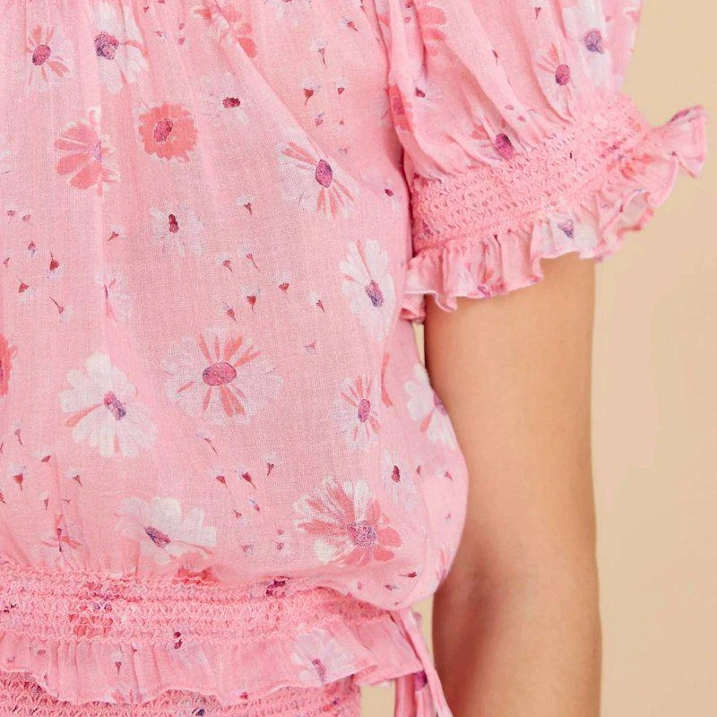 LOVESHACKFANCY Rosalinda Crop Top Coral Blaze 2