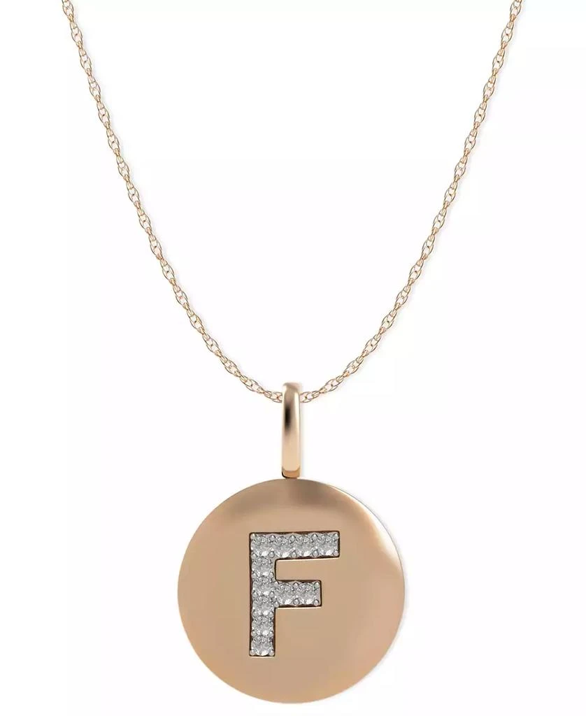 Macy's 14k Yellow, White, or Rose Gold Necklace, Diamond Letter F Disk Pendant (1/10 ct. t.w.) 3