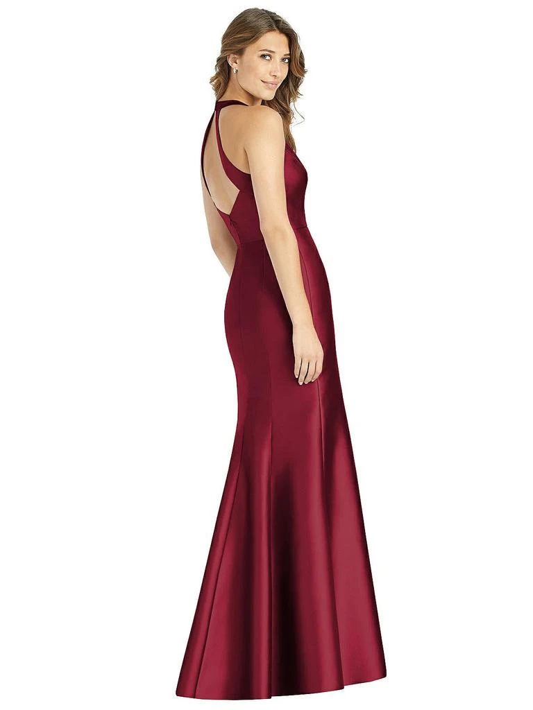 Alfred Sung V-Neck Halter Satin Trumpet Gown 2