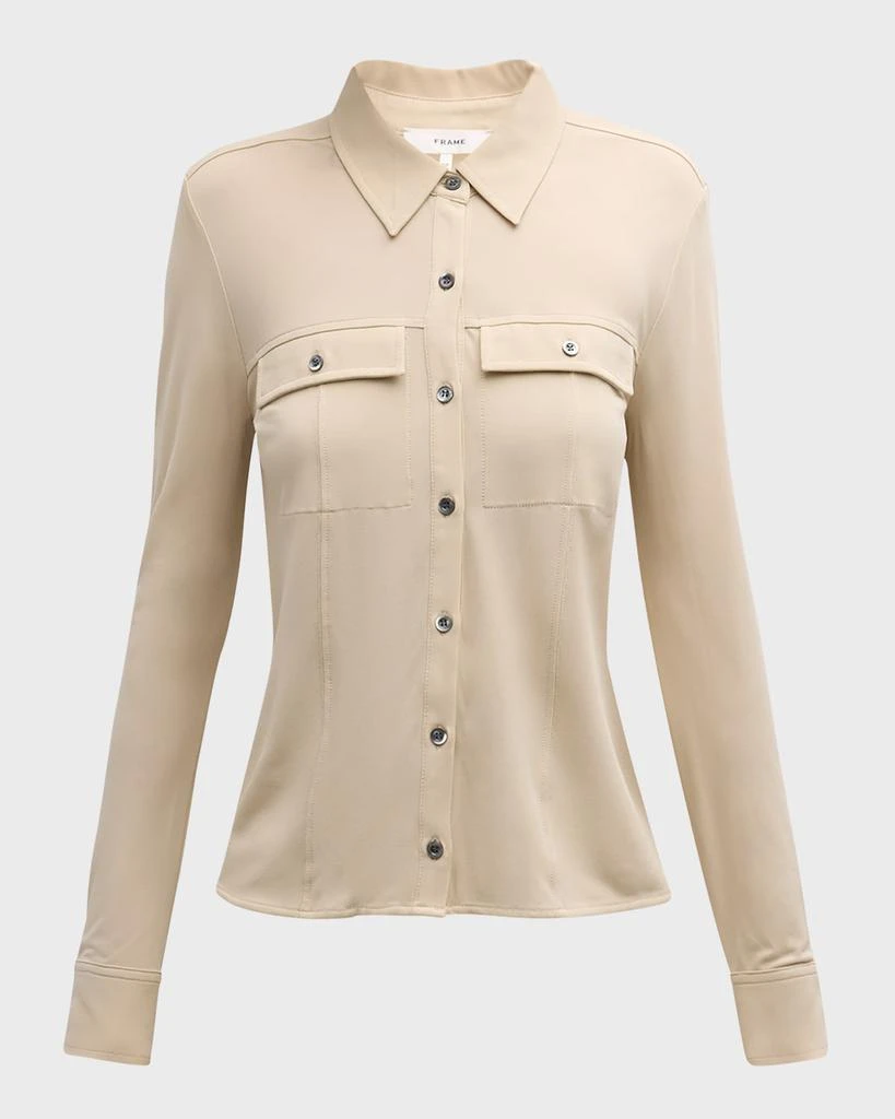FRAME Jersey Button-Front Shirt 1
