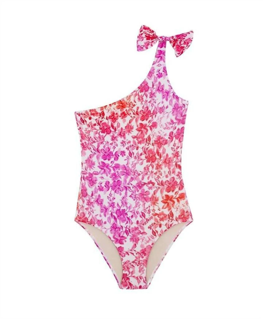 PQ Swim Kids Azalea One Shoulder Bow One Piece In Pink