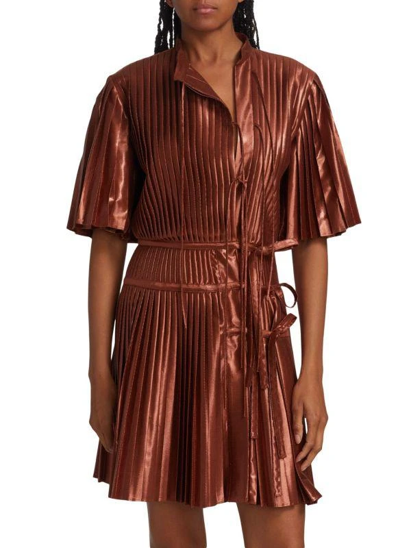 Altuzarra Tosha Pleated Metallic Mini Dress 1