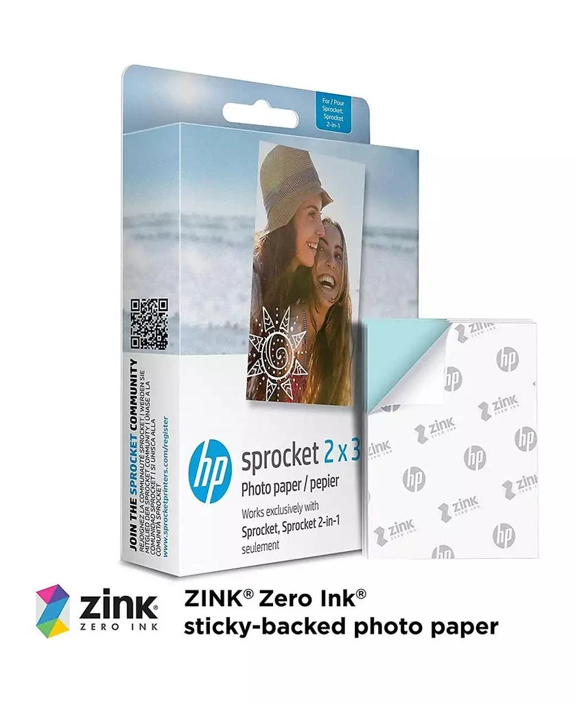 HP Sprocket 2x3” Premium Zink Sticky Back Photo Paper - 100 Sheets 3