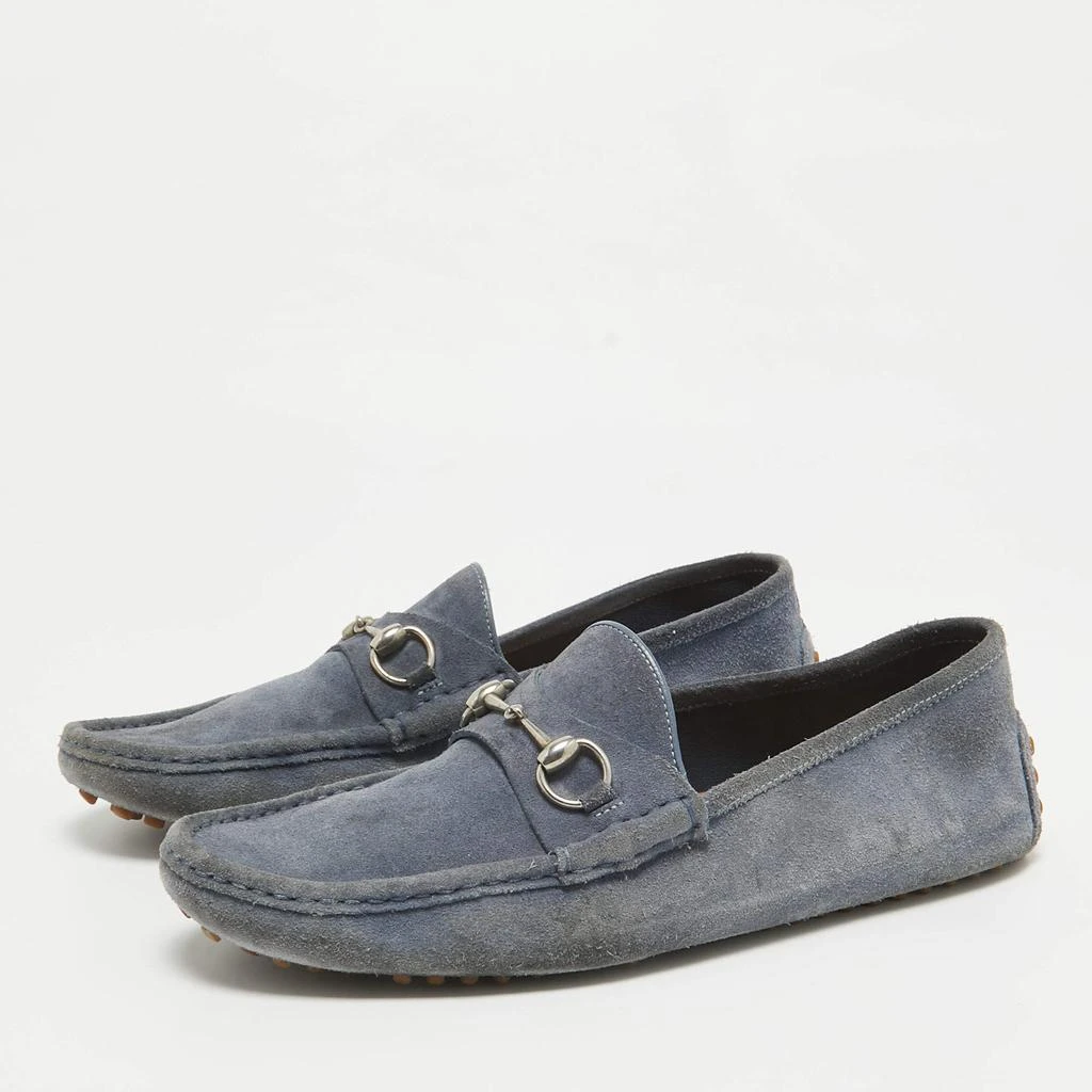 Gucci Gucci Blue Suede Slip On Loafers Size 44 2