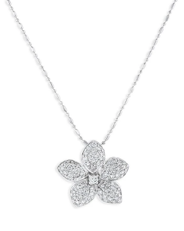 Bloomingdale
s Pave Diamond Flower Pendant Necklace in 14K White Gold, 0.75 tcw 1