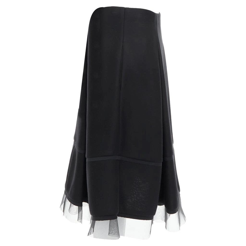 Donna Karan Scuba Pleated Tulle Mesh Trim A-Line Skirt 4