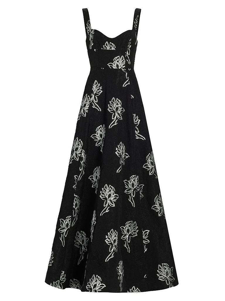 green emerald velvet dress Embroidered Floral Lace Gown 18 / Ecru/Multi