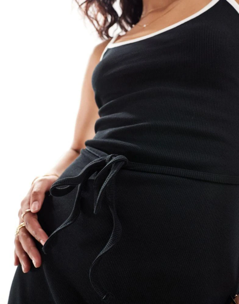 contrast binding mini dress in black French Connection Satin Contrast Mini Dress main image 1