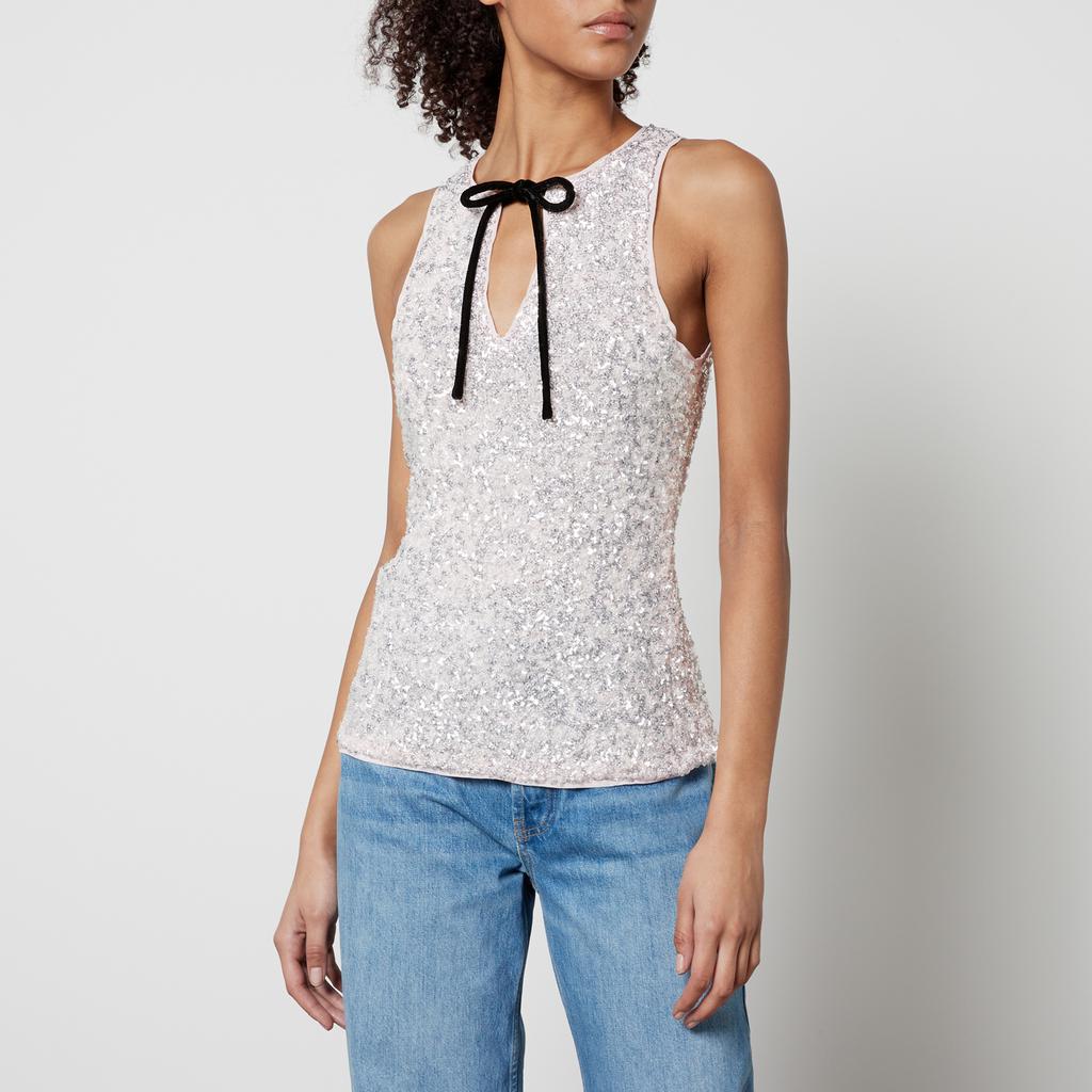 Ganni Ganni 3D Sequined Mesh Top