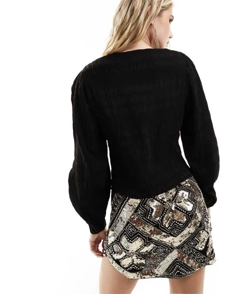 & Other Stories & Other Stories textured blouse in black 4