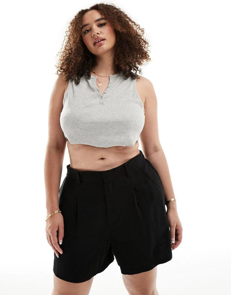 ASOS ASOS DESIGN Curve dad short with linen in black 1