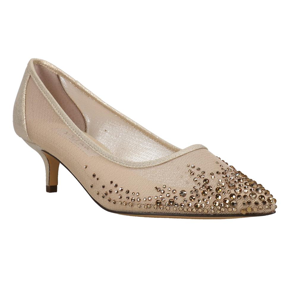 Nina Sofie Rhinestone Pointed Toe Kitten Heel Pumps