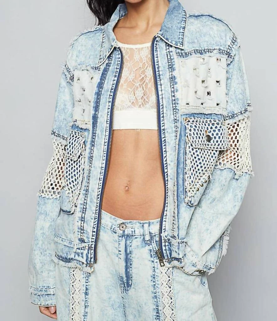 POL Pol - Long Sleeve Stud 3d Cargo Pockets Denim Jacket