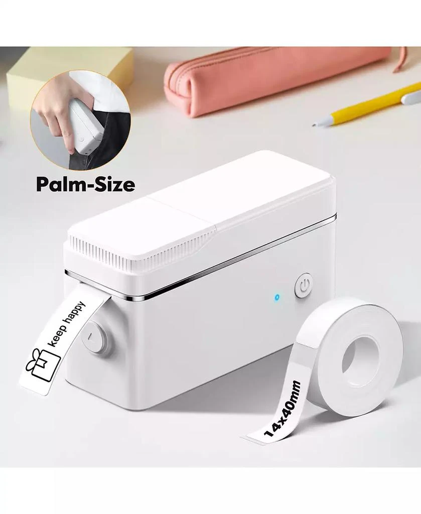SWIFINT P31-S Portable Bluetooth Label Maker with tape. Features multiple templates for home, office 
storage organization. White