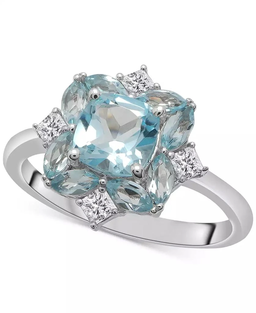 Macy's Sky Blue Topaz (2-3/4 ct. t.w.) & Lab-grown White Sapphire (1/4 ct. t.w.) Cluster Ring in Sterling Silver 1