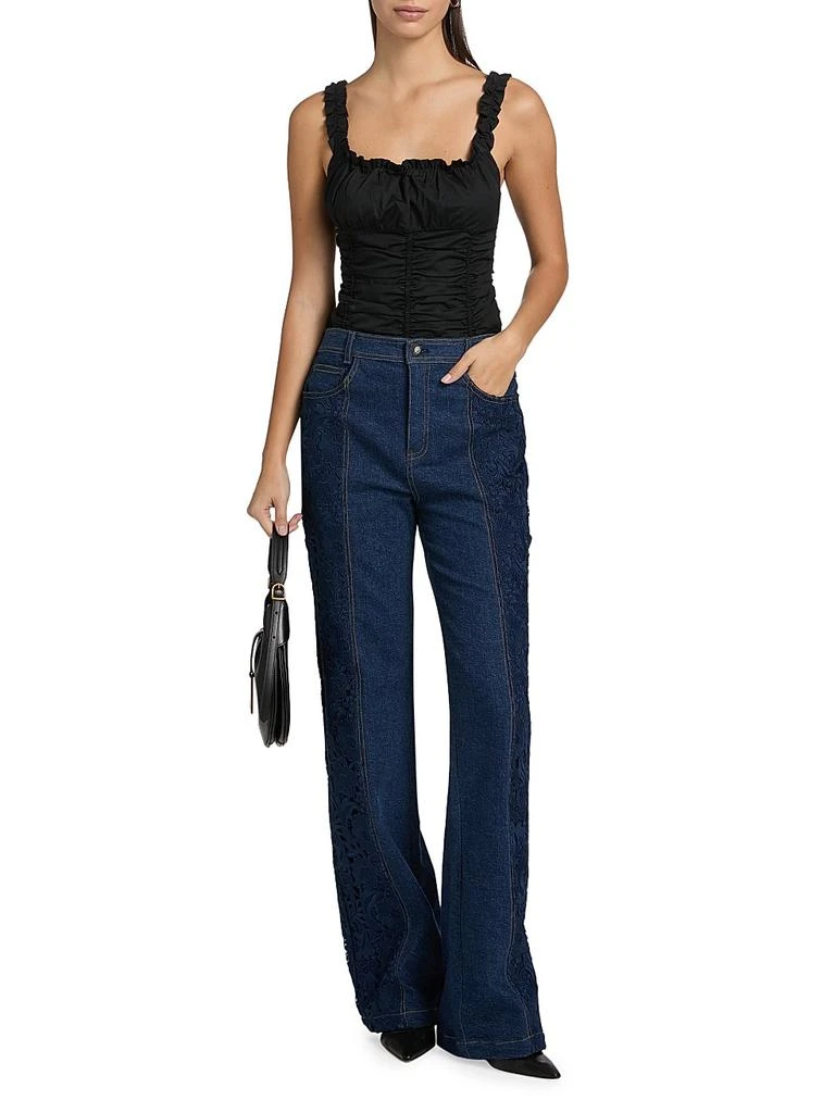 Cinq à Sept Francine Denim-Lace Wide-Leg Jeans 2