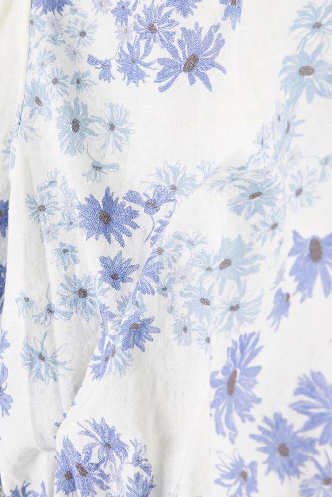 Peony Vacation cropped cutout floral-print cotton-blend gauze top