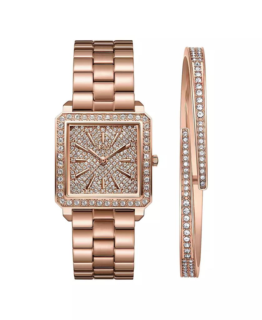 Jbw Women's Cristal Quartz 18K Rose Gold-Plated Stainless Steel Watch Set