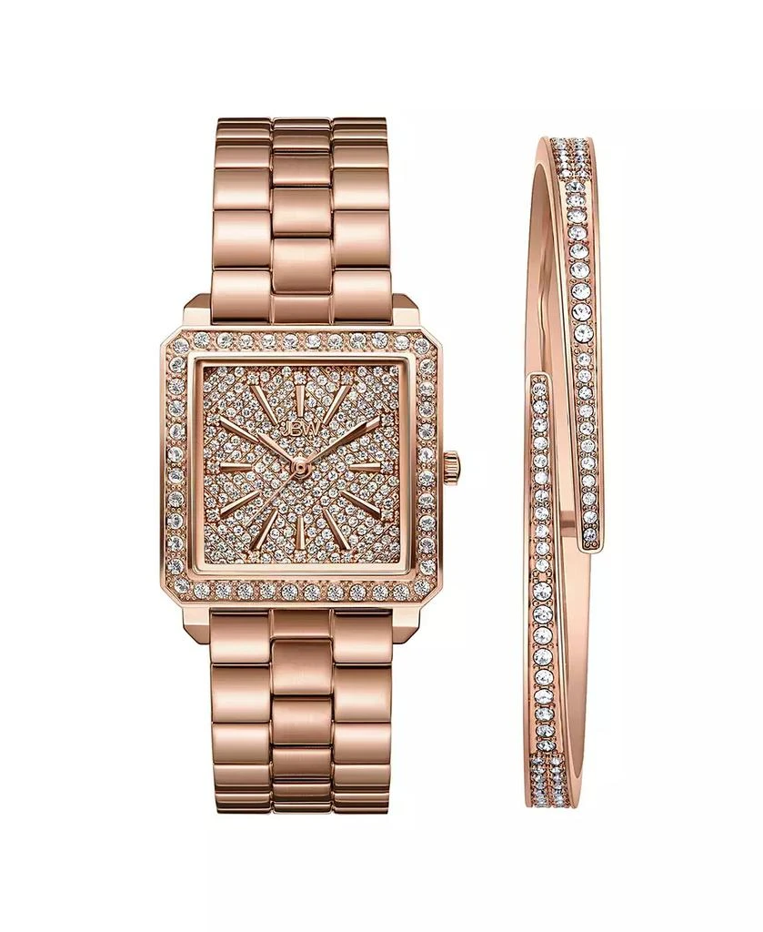 Jbw Women's Cristal Quartz 18K Rose Gold-Plated Stainless Steel Watch Set 1