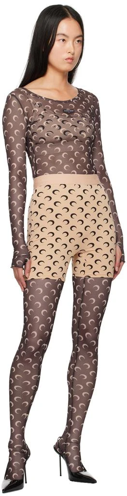 MARINE SERRE Brown All Over Moon Second Skin Long Sleeve T-Shirt 5