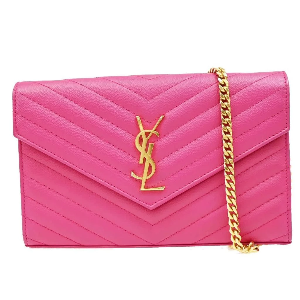 Yves Saint Laurent Uptown Chain Wallet Leather Leather Clutche 
Pouche Bag (Pre-Owned)