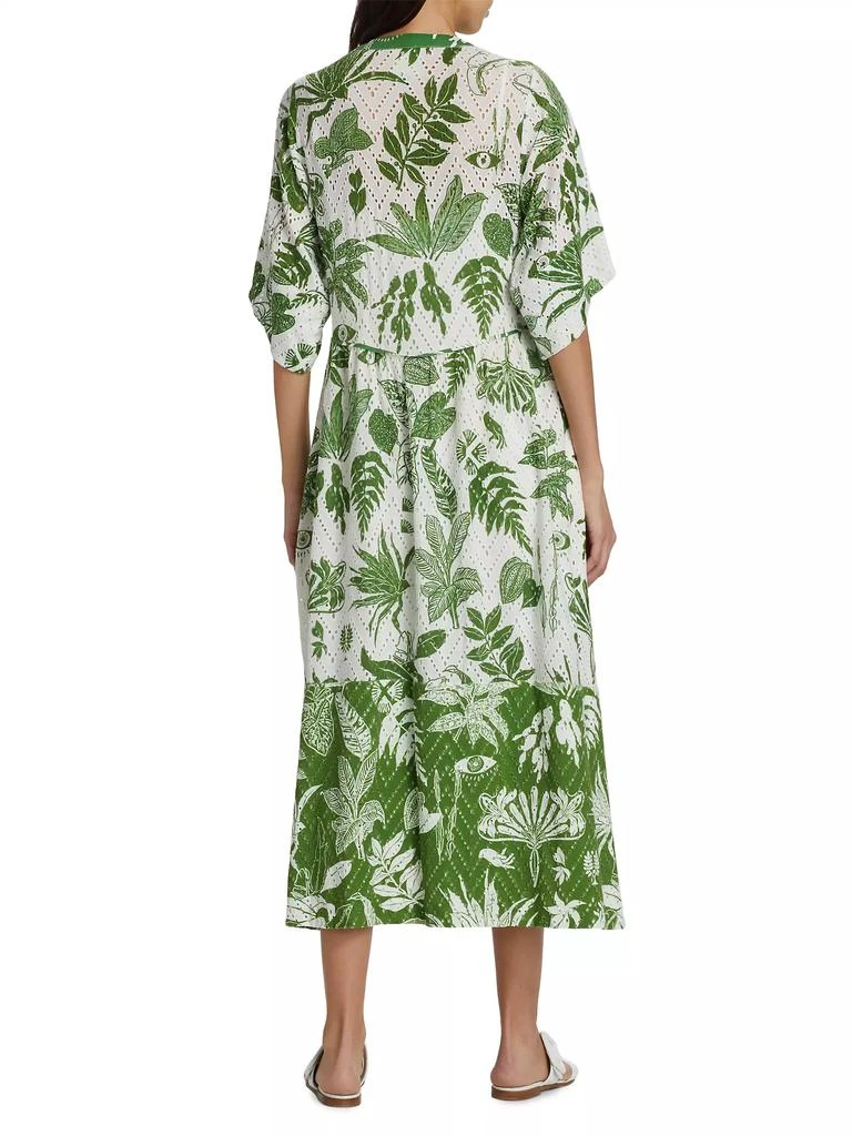 Farm Rio Forest Soul Elbow-Length Sleeve Midi-Dress 5