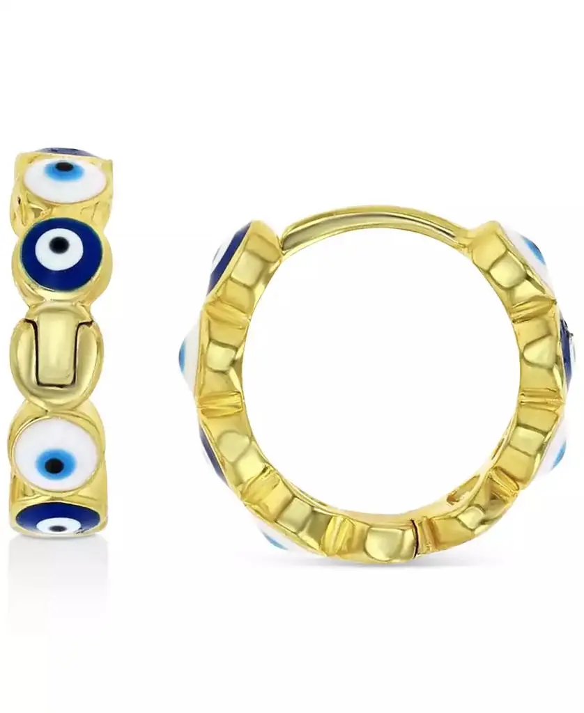 Macy's Evil Eye Hoop Earrings in Sterling Silver or 14k Gold over Sterling Silver, .47"