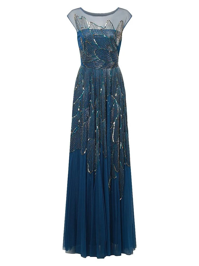 Theia Ava Beaded Cap Sleeve Gown