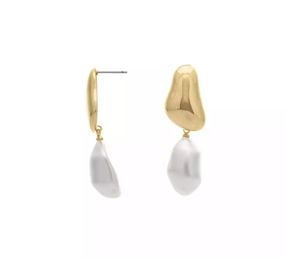 Rivka Friedman 18K Gold-Plated Sculpted Pearl Drop Earrings