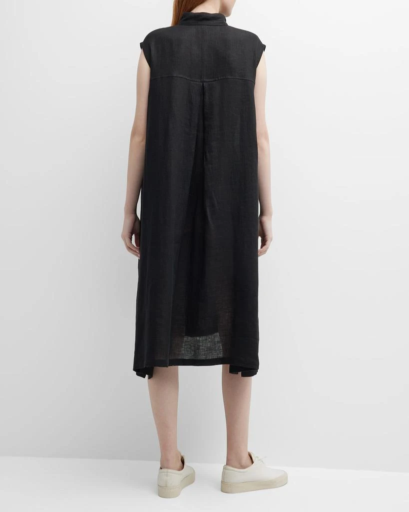 Eskandar A-line Collarless Sleeveless Linen Shirtdress 6