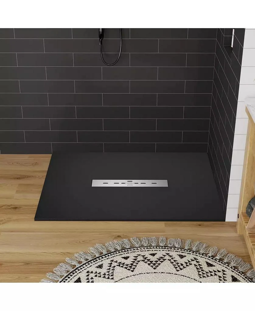 CASAINC Low-Profile SMC Shower Base with Non-Slip SMC Solid Surface, Reversible Drain and SMC Cover