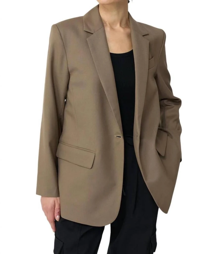 Almina Concept Oversized Wool Blazer In Khaki 1