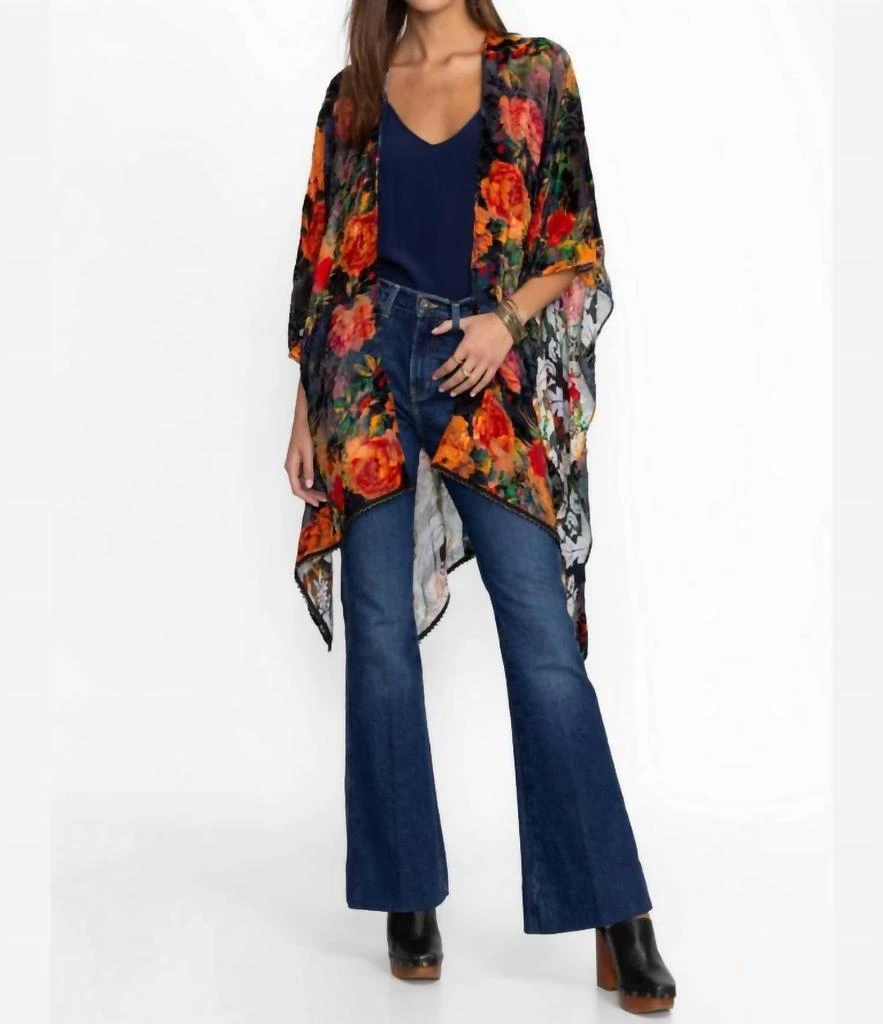 Johnny Was Burnout Velvet Shawl In Catalina Blue Burnout 2