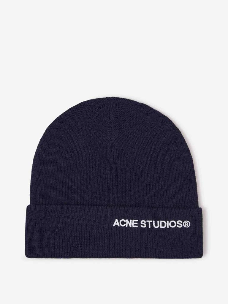 Acne Studios Acne Studios Distressed Logo Beanie 1