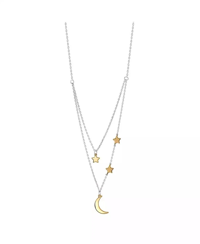 Unwritten Two-Tone Plated Silver Moon and Star Layer Pendant Necklace 1