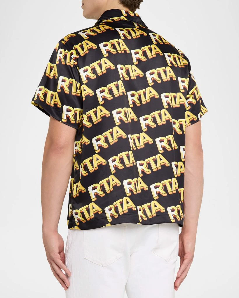RTA Men's Nathan Short-Sleeve Satin Logo Shirt 3