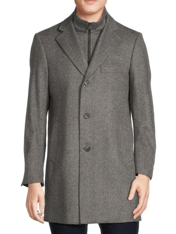 Saks Fifth Avenue Modern Fit Wool Blend Car Coat With Bib 1