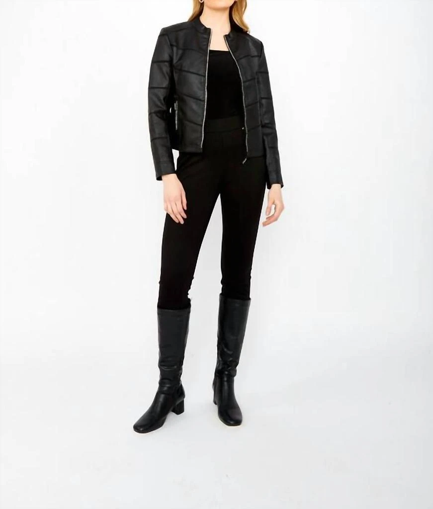 Frank Lyman Frank Lyman - Women
s Faux Leather Bling Zip Jacket 3