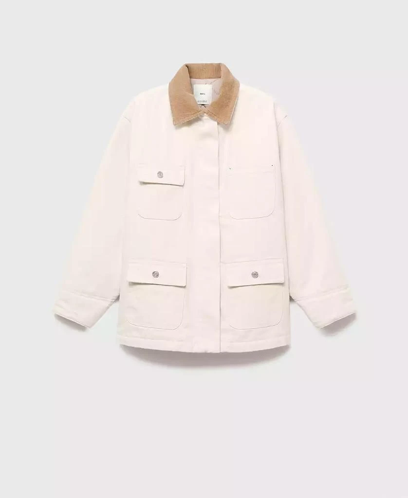 Mango Women's Corduroy Collar Denim Parka Blazer 5
