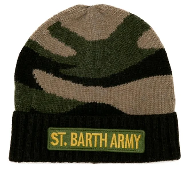 Mc2 Saint Barth Blended Cashmere Hat With St. Barth Army Patch 1