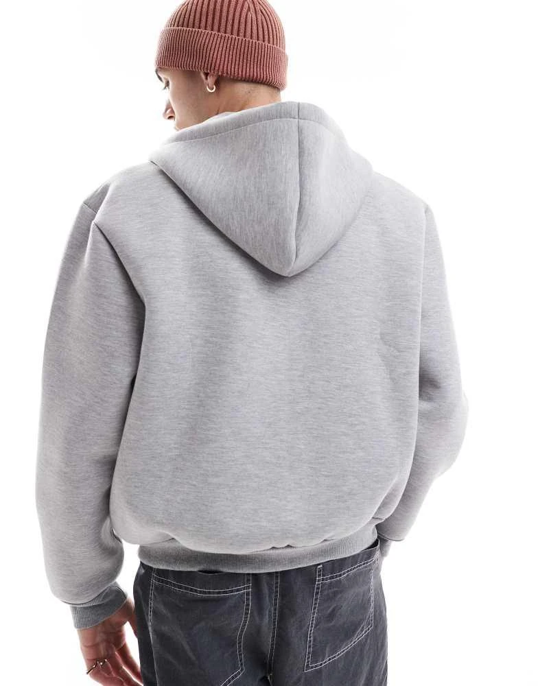 ASOS ASOS DESIGN heavyweight boxy oversized scuba hoodie in grey marl 3