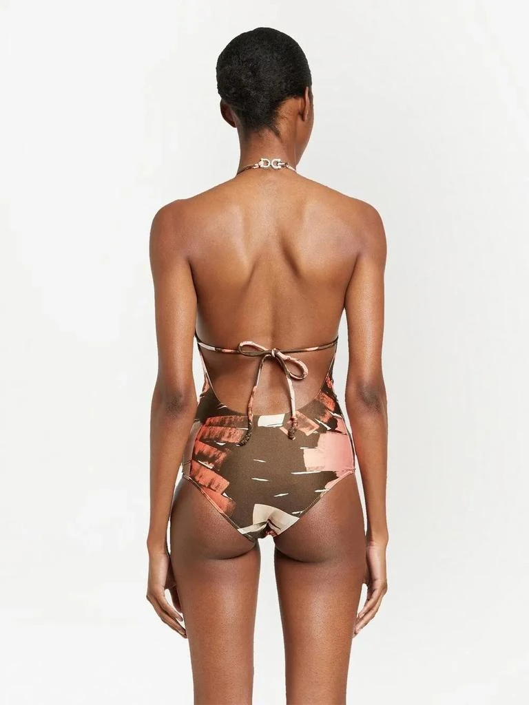 Salvatore Ferragamo Ferragamo Palm-Print Halterneck Swimsuit 1
